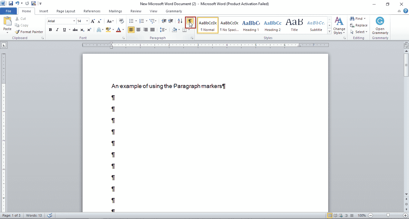 Click on the Paragraph marker in the Home tab