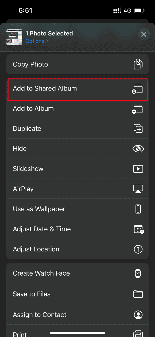 Tap Add to Shared Album