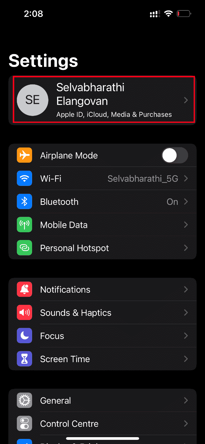 Tap Apple ID