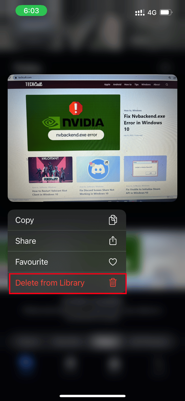 Tap Delete from Library. Fix An Error Occurred While Loading a Higher Quality Version of this Photo on iPhone