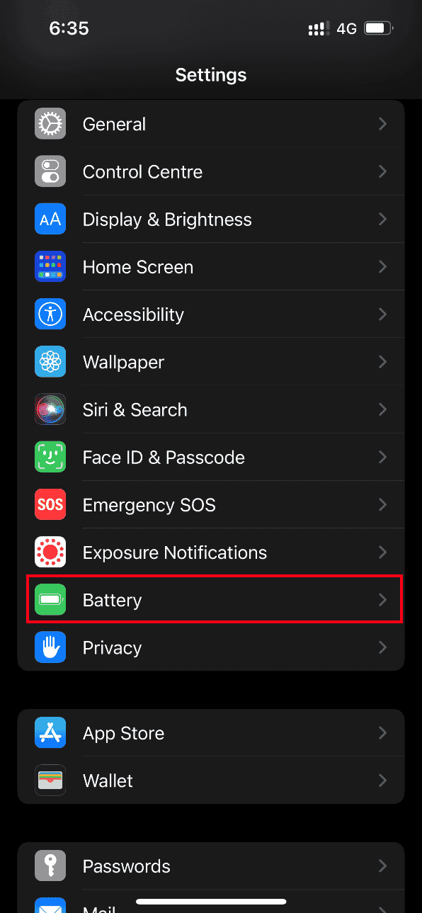 Tap Battery. Fix An Error Occurred While Loading a Higher Quality Version of this Photo on iPhone