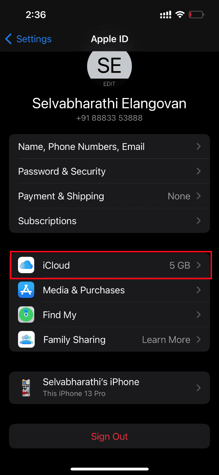 Tap iCloud
