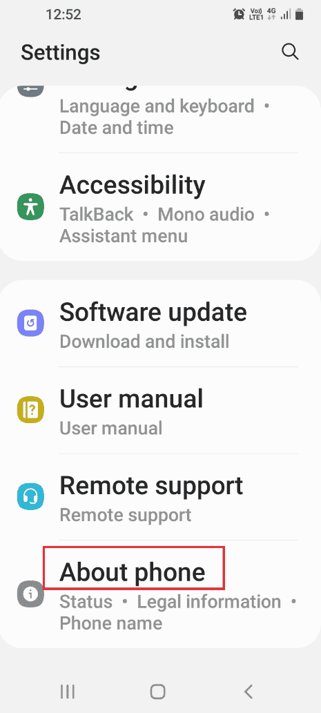 Tap on the About phone tab