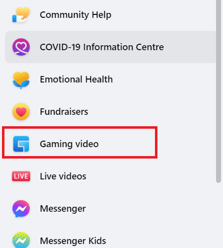 Click on Gaming video at the bottom of the left panel