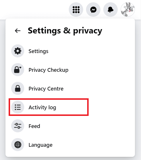 Click on Activity log