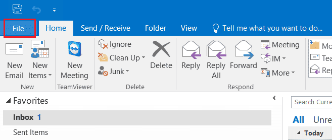 Click on File. Fix Gmail Error 78754 on Outlook