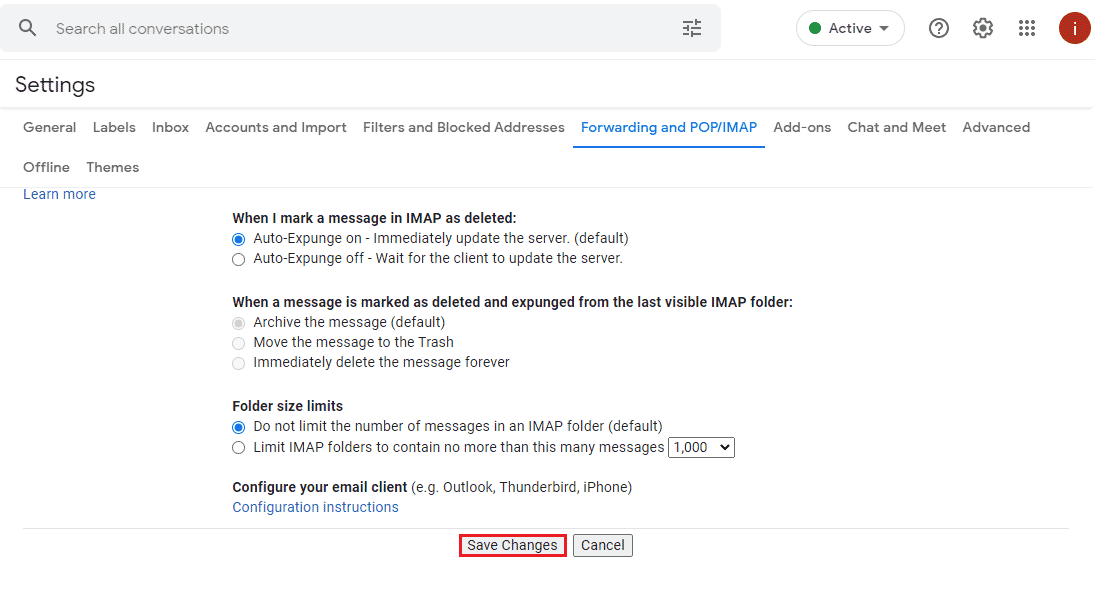 Select Save Changes. Fix Gmail Error 78754 on Outlook