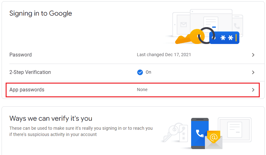 Open App passwords