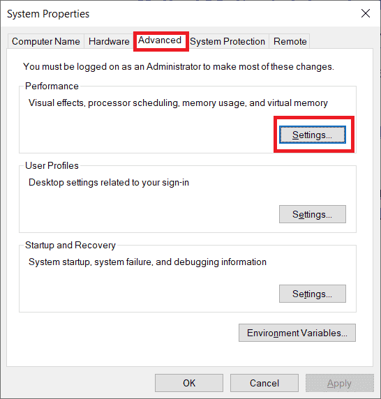 Select Settings