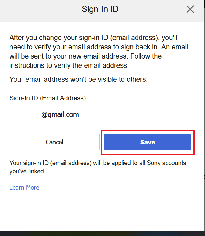 Enter your new email address and click on Save