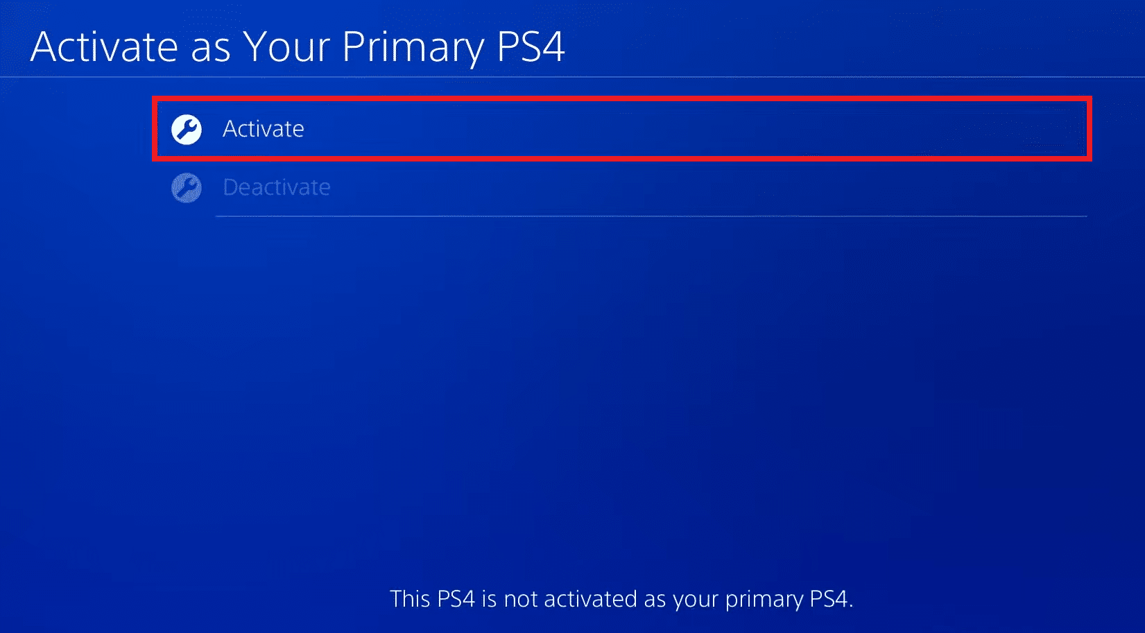 select the Activate option