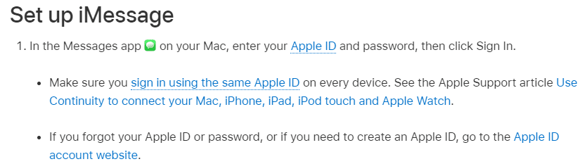 help related to setting up iMessage on mac.