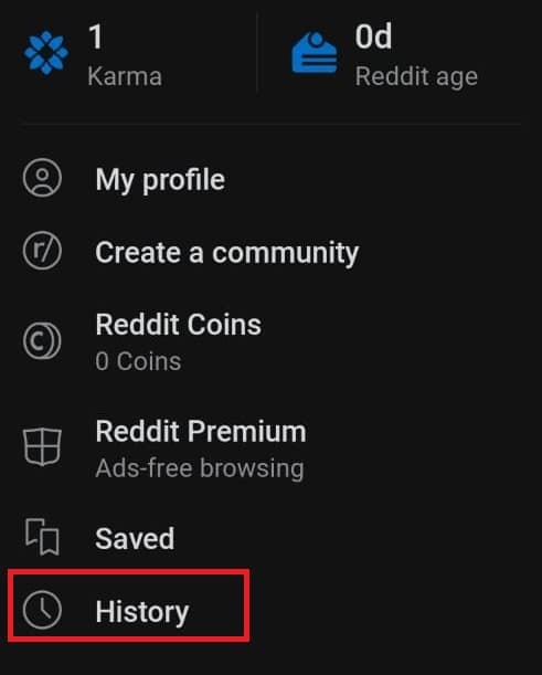 tap on History | How Do I Delete History on Reddit App