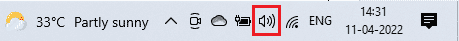 Click on the Speakers icon at the bottom right corner of the screen