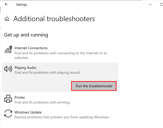 Run Audio troubleshooter