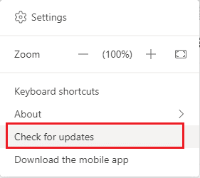 Then, select the Check for updates option