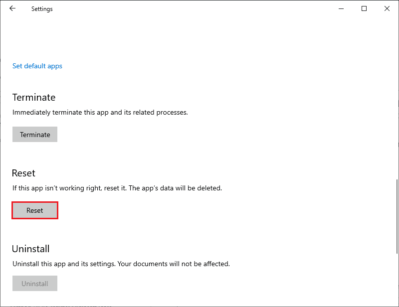 Firstly, scroll down the screen and click on the Reset option