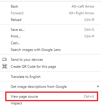 Select View page source