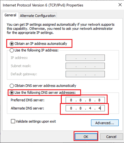 internet version protocol version 6 IPv6 properties. Fix Netflix Error F7111-5033