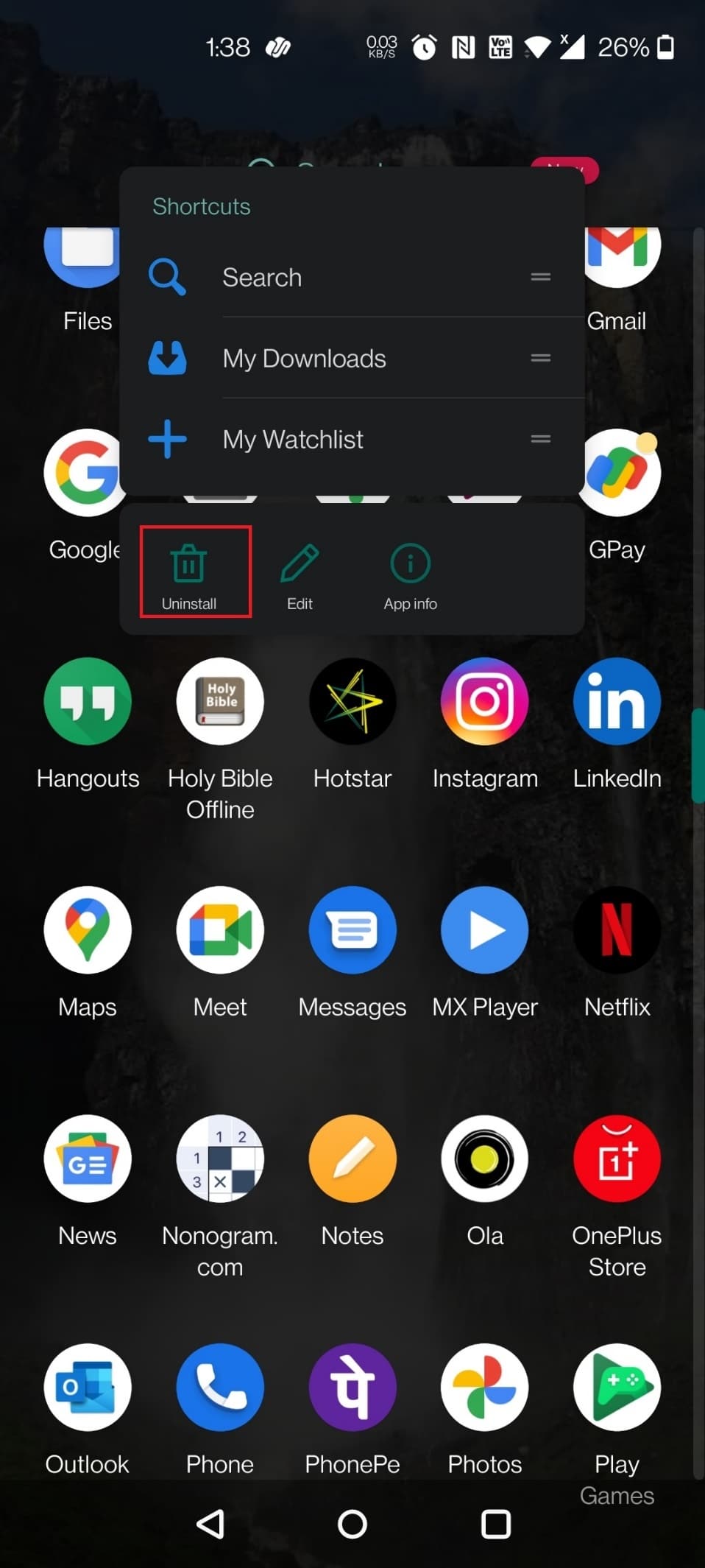 Tap on Uninstall