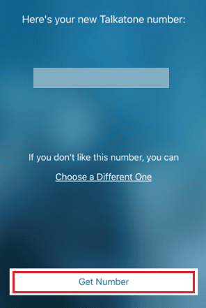 Click on Get Number option.