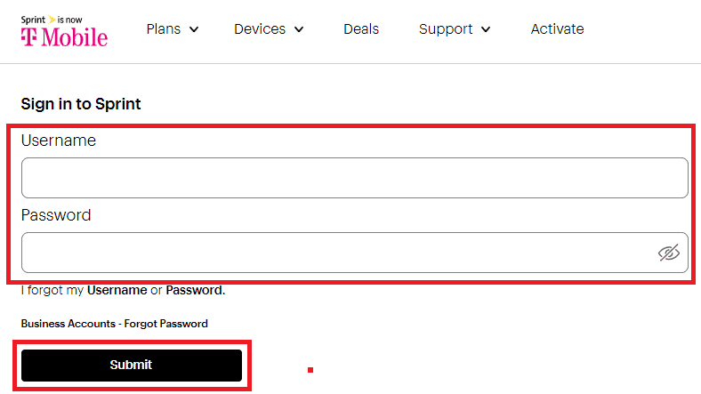 Enter your Username and Password and click on Submit