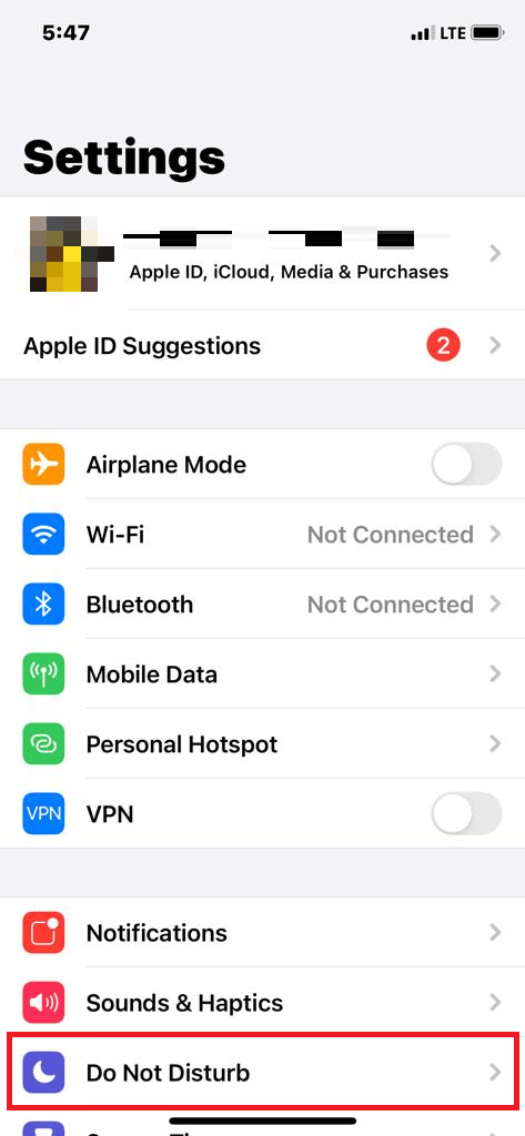 Tap on the Do Not Disturb option | How Do You Delete a Group on FaceTime