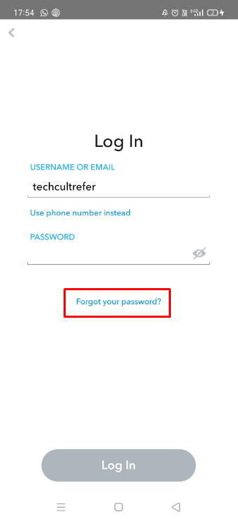 Tap on Forgot your password