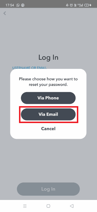 Tap on via Email