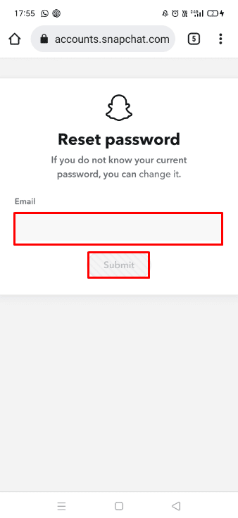 Enter the Email address and tap on Submit