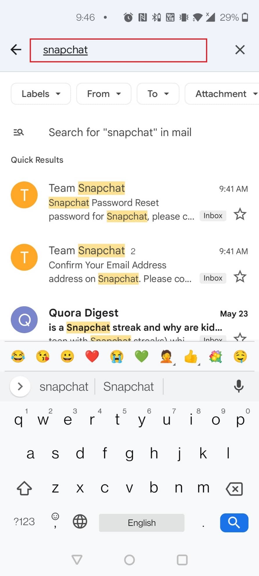 Type Snapchat in the search bar