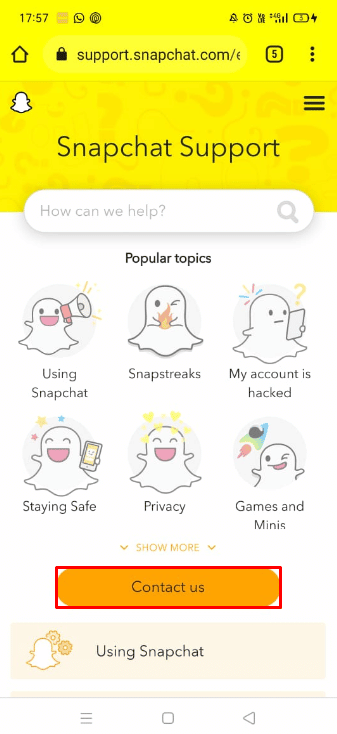 Tap on Contact us