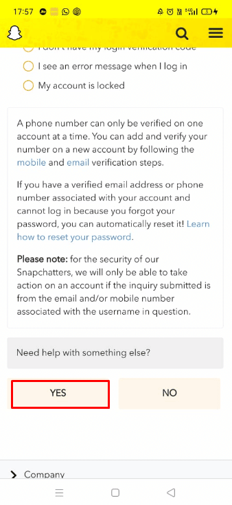 Swipe down and tap on Yes under Need help with something else