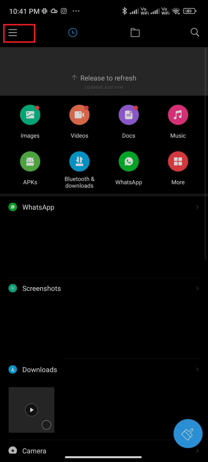 tap the three lined icon