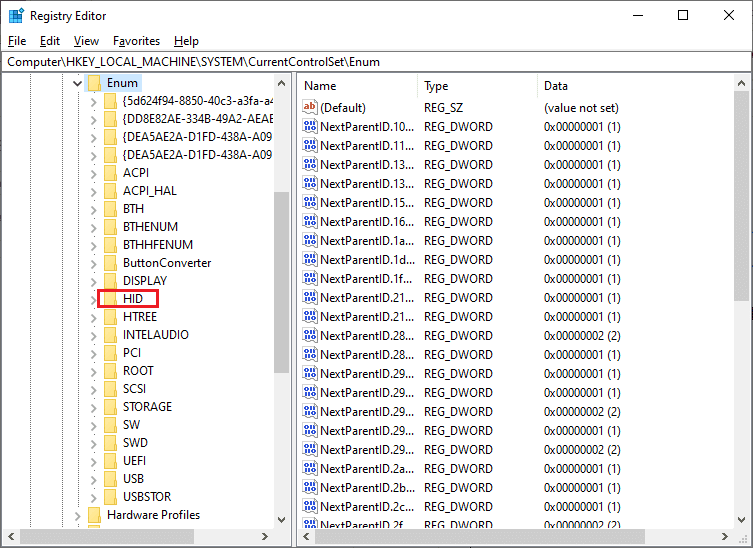Expand the key folder which matches the VID ID of the mouse 