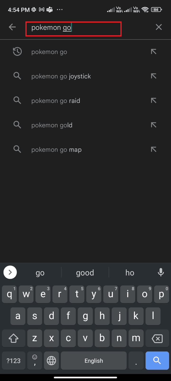 search Pokémon Go