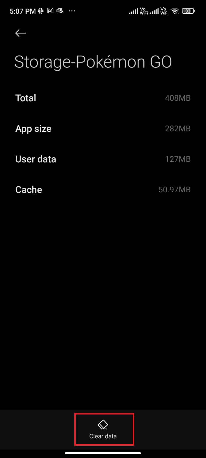 tap the Clear data option. Fix Pokémon Go Error 26