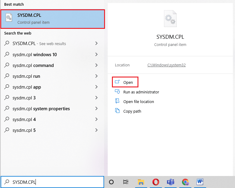 Search SYSDM.CPL and open it