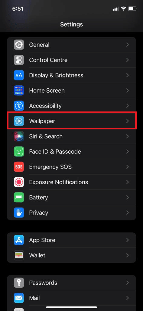 Swipe down and tap on Wallpaper from the list