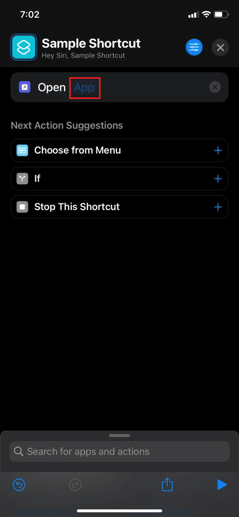 Tap the App option