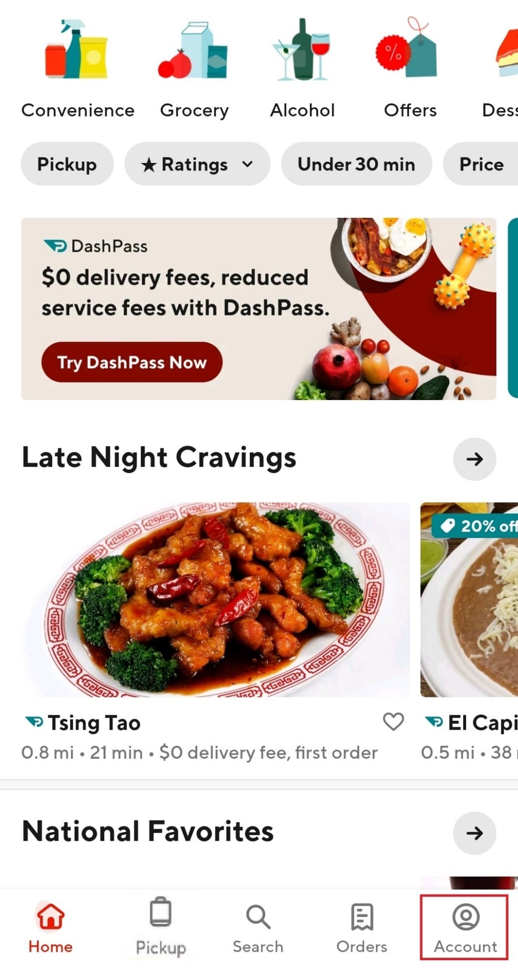 Tap on the Account icon at the bottom right corner