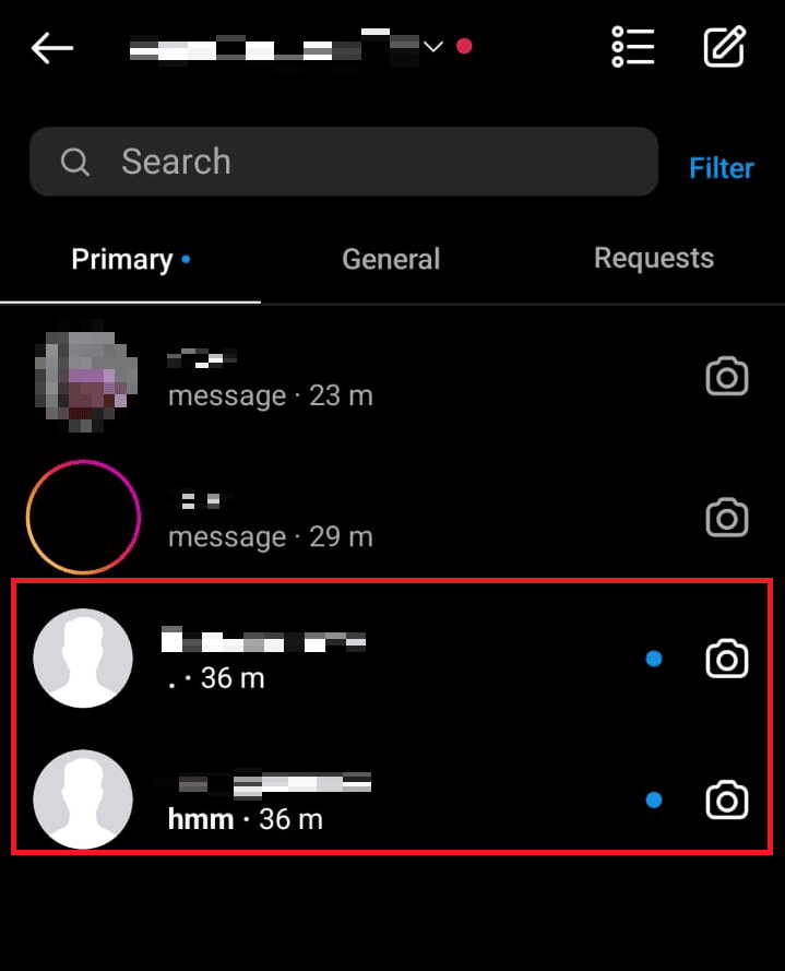 Blue dot on messages