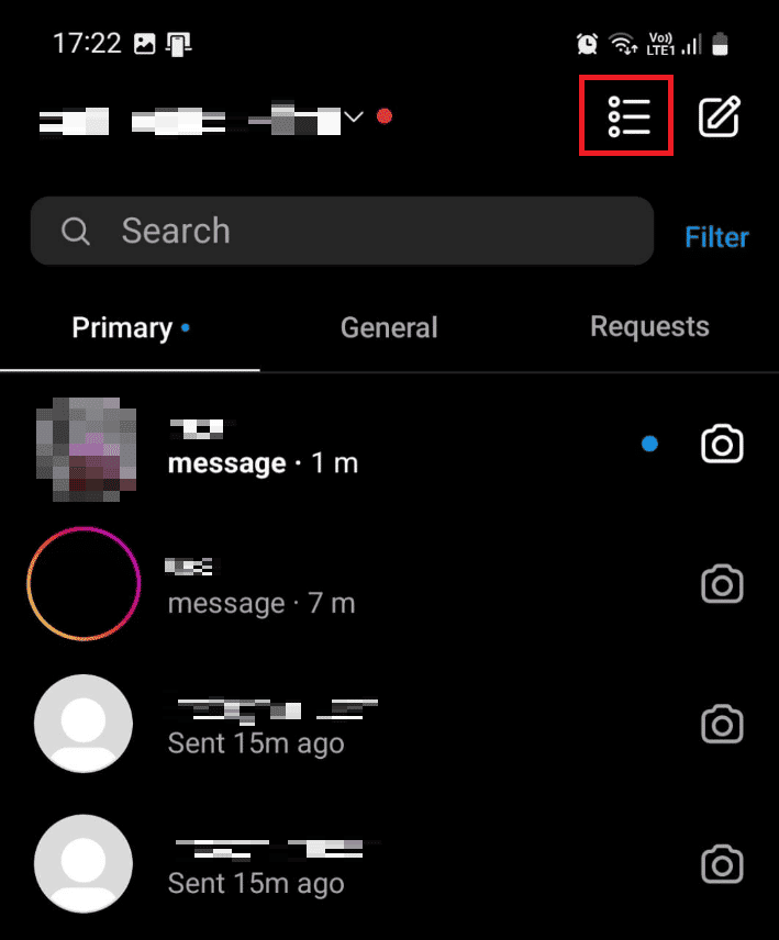 Tap on the Messanger icon - Hamburger icon