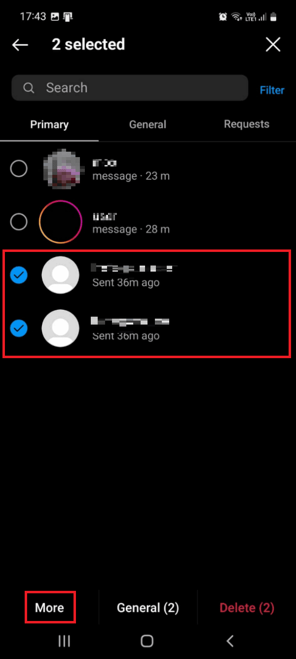 Select the desired chats you want to mark as unread and tap on More from the bottom