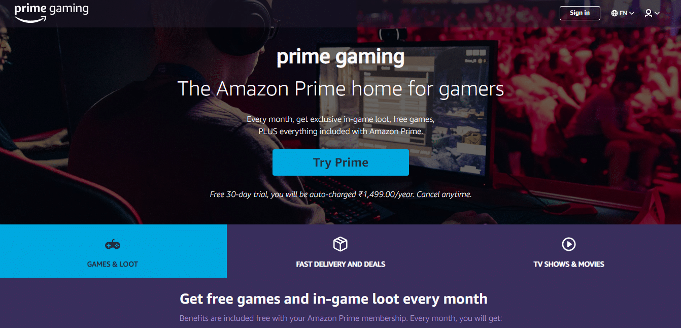 prime gaming page