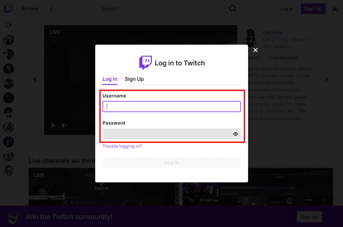 Enter your Username and Password and hit the Enter key