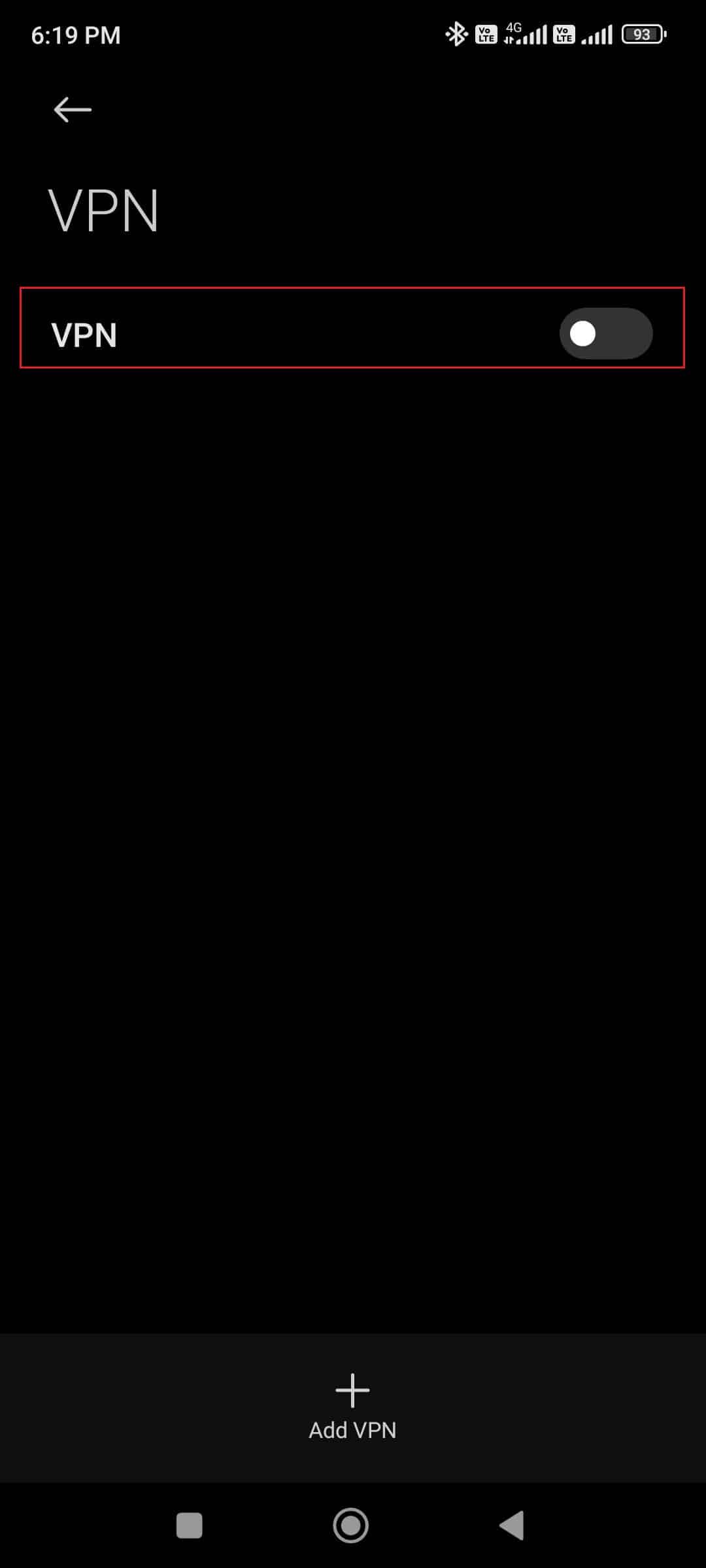 turn off vpn Android