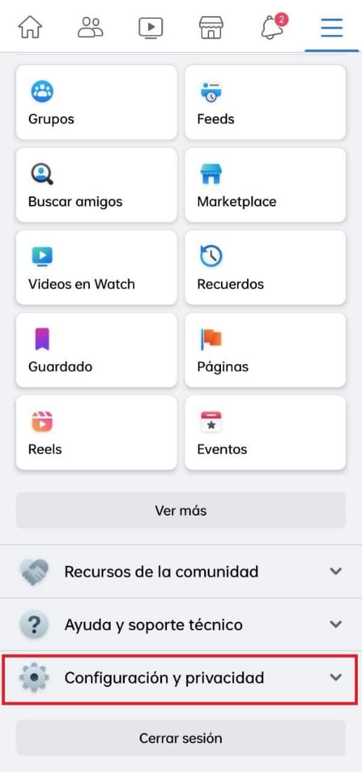 Tap on the drop-down menu icon besides the cogwheel icon