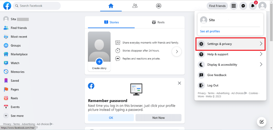 Click on Settings & privacy 