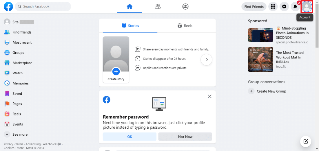 click on the profile icon 